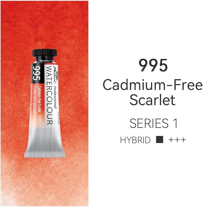 PHOENIX Professional Watercolor Paint Single Tube - 0.47 Fl Oz / 14ml - Cadmium-Free Scarlet