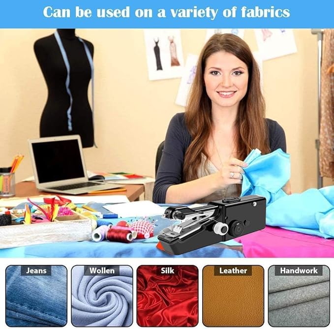 Handheld Sewing Machine Electric Sewing Mini Portable Sewing Machine Suitable for Beginners Sewing Clothes Family Travel DIY (Black)