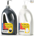 MEEDEN Titanium White & Black Acrylic Paints with Pump Lids, 1/2 Gallon (2L /67.6 oz.) Heavy-Body Non-Toxic Rich Pigment Color, Perfect for Art Class, Wall Painting, Painting Party & Creative DIY