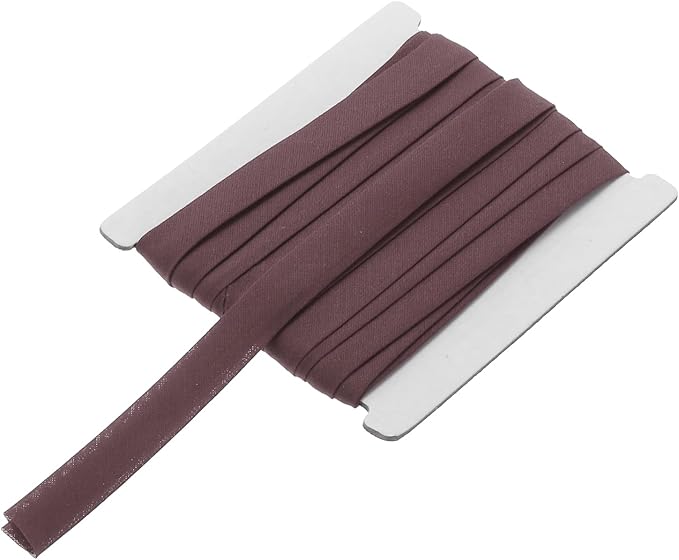 MECCANIXITY 1/2 Inch Double Fold Bias Tape Continuous Bulk Cotton Bias Tape for Sewing Seaming Quilting Hemming Binding Crafts (Brown 12 Yards)