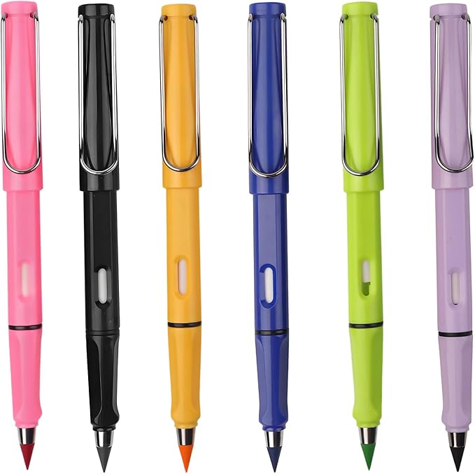 12pcs unlimited pencils, for children's writing, permanent ink-free pencils and erasers - no sharpening, reusable, suitable for schools, art, sketching (multicolor) (12 pcs Colour)