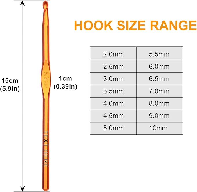 Custom Engraved Text/Name Crochet Hooks Personalized Multicolor Aluminum Handle Knitting Needles Craft Yarn 2-10mm Set 14Pcs Gifts for Women