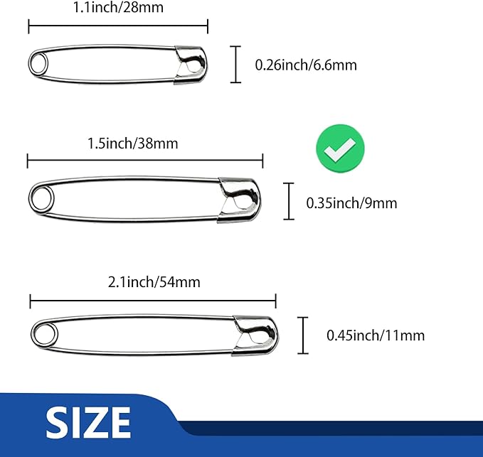 500 Pcs ZIPCCI 1.5 inch Safety Pins,Small Safety Pins for Home Office Use DIY Crafts Jewelry Making