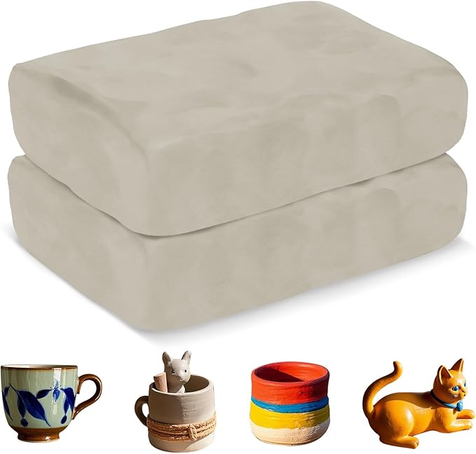 ZEHIQ Premium Air Dry Clay-2.2 lbs Natural White Pottery Clay for Wheel Throwing, Hand Building, Sculpting Molding | No Baking Required, Self-Hardening | Beginner & Professional Artist Supplies(White)