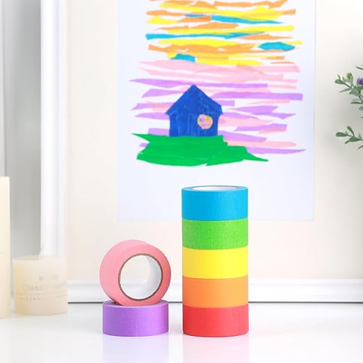 VGOODALL 7PCS Colored Masking Tape, Washi Tape Set for Arts & Crafts, Kids Art Supplies, 330 Feet x 1 Inch