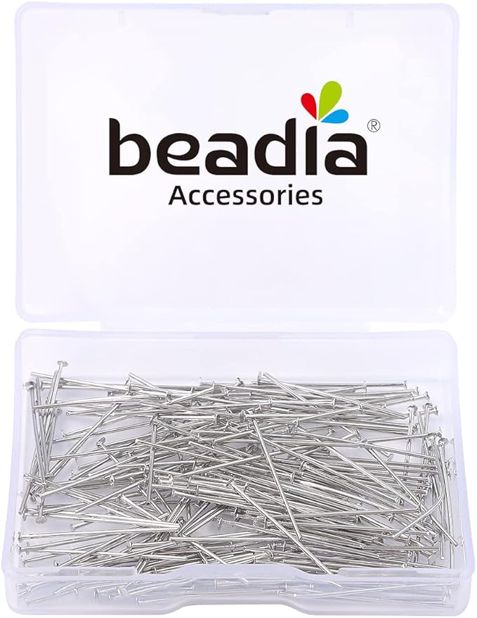 Platinum Plated Flat Head Pins Non Tarnish 25mm 200pcs for Jewelry Making Findings