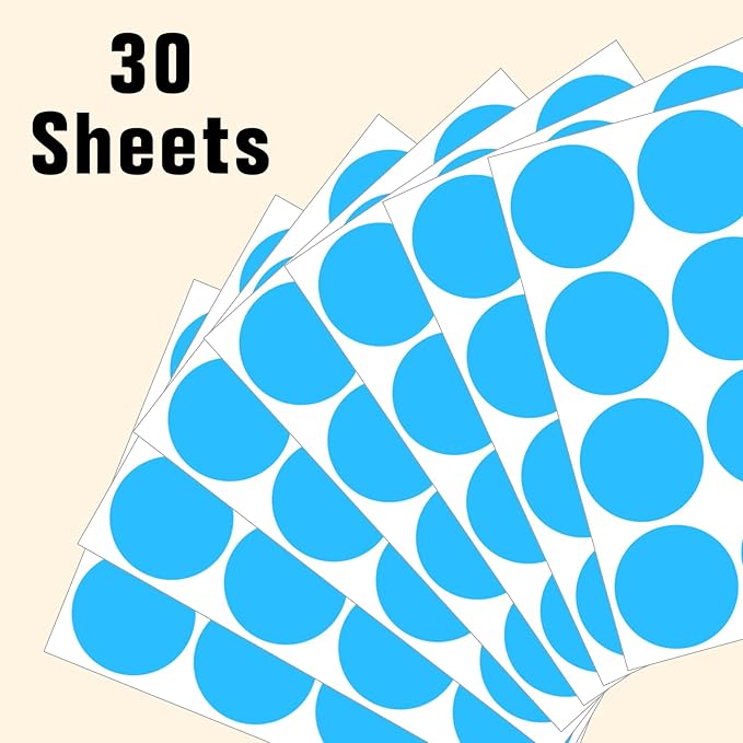 2" Round Large Colored Removable Stickers Labels - Blue,Pack of 300