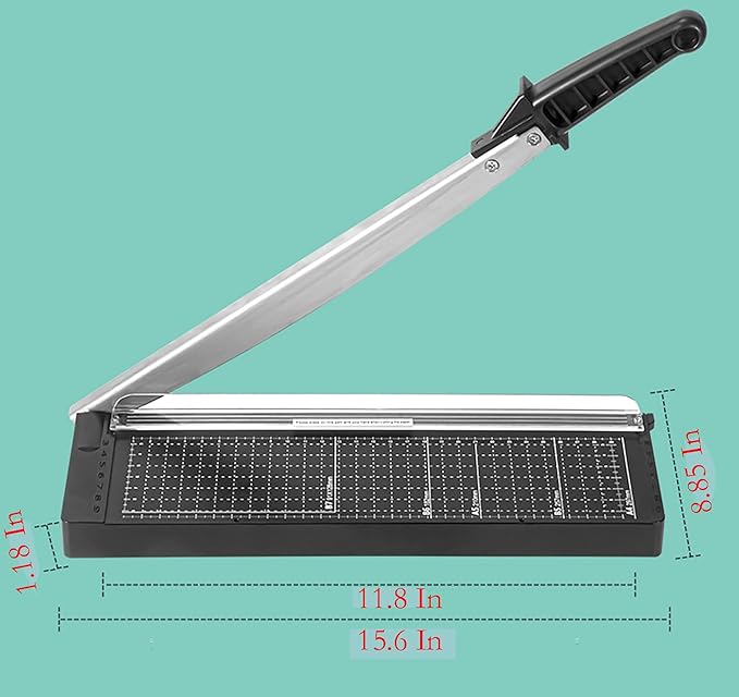A4 Heavy Duty Paper Cutter, 15.6 in x 8.8 in 8 Sheets Capacity Paper Trimmer for Coupon, Label, Cardstock, and Scrapbooking Craft for Office and Home (White)
