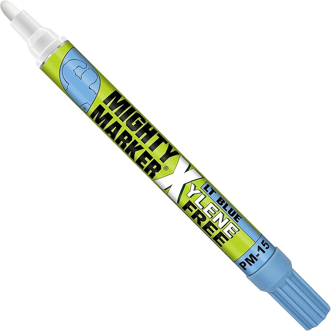 PM-15, Eco-Friendly Paint Marker, Alcohol-Based & Xylene-Free, Waterproof & Permanent, 10ml, 2.3mm Tip, 8 Bonus Tips, Made in USA, Lt. Blue 8 Pack