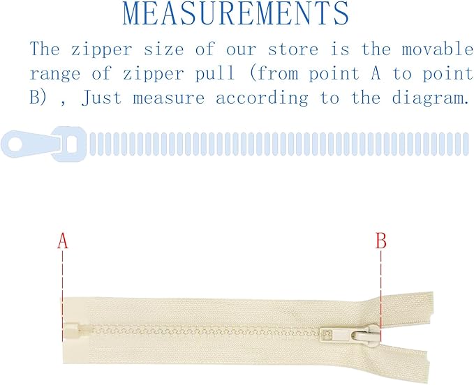 ANPURZII 2PCS #5 17 Inch Beige Separating Jacket Zippers for Sewing Coats, Molded Plastic Bulk Zippers(Beige 17" 2PCS)