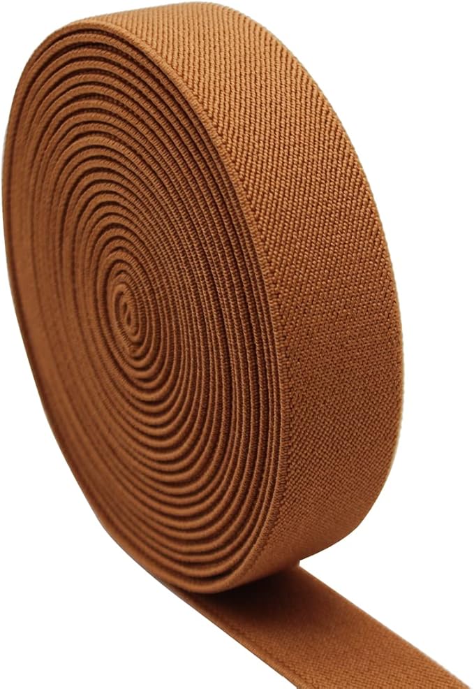 Sewing Elastic Band 1-Inch by 10-Yard Double-Side Twill Woven Elastic (Coffee, 10 Yard)