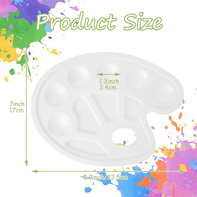 50 PCS Plastic Paint Tray Palettes, Paint Pallets with Thumb Hole, Oval Paint Holder Tray for Painting or DIY Craft Class