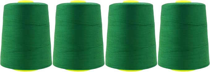 Mandala Crafts 4 Pack of Serger Threads Cones Spools - 20S/2 24000 Yards Polyester Forest Green Threads for Sergers Machine and Overlock Quilting Sewing Machine