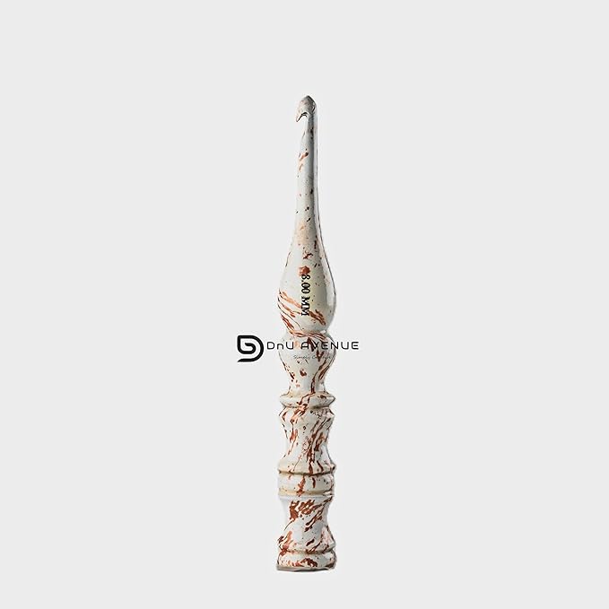DnU Avenue Wooden Ergonomic Crochet Hook Set of 1 – Handmade Sheesham Wood Crochet Hook for Arthritic Hands, Sustainable & Lightweight Crochet Tool with Smooth Finish (8.0 mm, White & Brown)