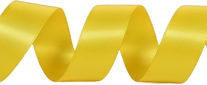 YAMA Yellow Double Faced Satin Ribbon 7/8 Inch 25 Yards Yellow Ribbon for Gift Wrapping Crafts Hair Bows Wedding Party Decoration