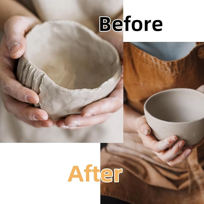 Wooden Pottery Clay Molds Set, Pottery Tools with Handle for Ceramic Top Forms DIY Bowls Plate Dish Slump Press Art Making, Small (3.5'' 4.5'' 5.5'' 6.5'')