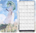 Portable Watercolor Tins Paint Palette with 40Pcs Empty Half Pans and Magnetic Squares, Small Travel Metal Paint Box with Acrylics Painting Art Drawing. Monet