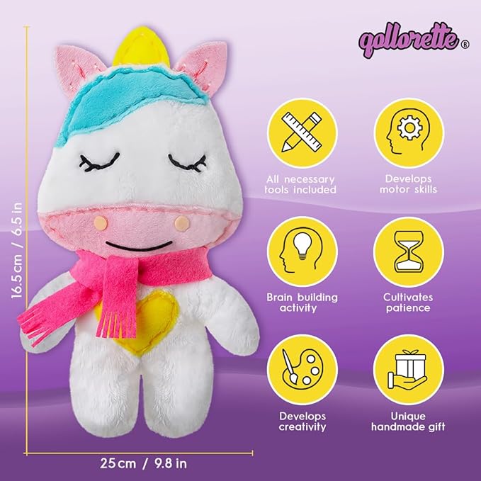 Fur Sewing Kit for Children, Sew Your Own Unicorn Toy Kids' Craft Kit - Sewing Kit for Kids, Learn to Sew & Play