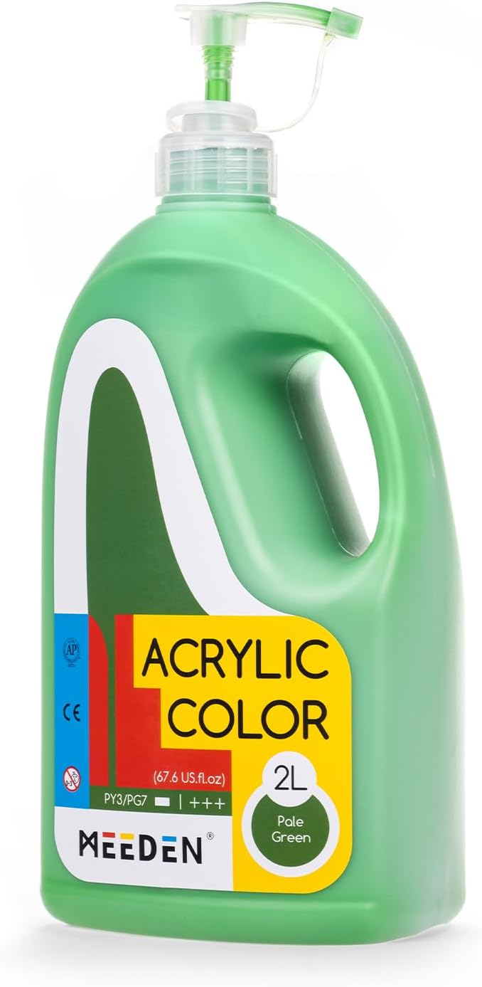 MEEDEN Green Acrylic Paint with Pump Lid, 1/2 Gallon (2L /67.6 oz.) Soft Body Non-Toxic Rich Pigment Color, Perfect for Art Class, Wall Painting, Painting Party & Creative DIY