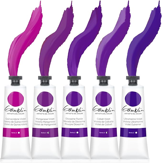 Gamblin Artist Oil Paint Set For Professionals - VIOLET SET - 37ml Tubes