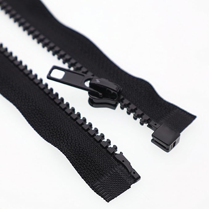 SHUNLI 2PCS #5 24 Inch Separating Jacket Zippers, Black Molded Plastic Zipper Bulk for Sewing Crafts Coats Bags