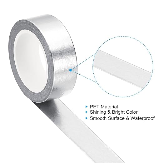 PATIKIL 15mm x 10m Metallic Washi Tape, 2 Roll Masking Foil Sticker Self Adhesive for DIY Art Craft Wrapping Decoration, Silver Tone