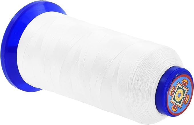 Mandala Crafts White Heavy Duty Thread - 1500 Yds Tex 70 Bonded Polyester Threads for Sewing Drapery, Jeans, Leather, Hair, Outdoor Marine Upholstery