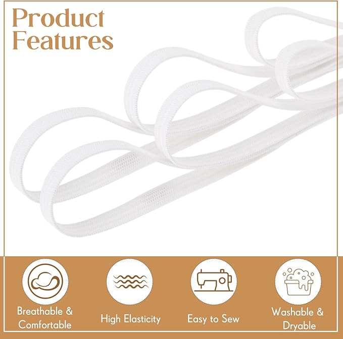 Shappy Elastic for Sewing Knit Elastic Band(1/4 Inch X 22 Yards, White)
