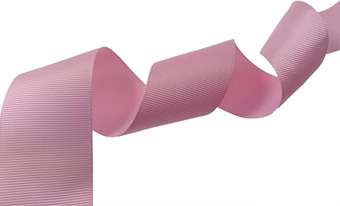 One Roll 50 Yards Soild Pink Grosgrain Ribbon 1 1/2 inch Flower Bouquets Ribbons-1.5 inch Thick Gift Wrapping Ribbon-DIY Crafts Bow Hair Headband Accessories Ribbons #123(38mm)