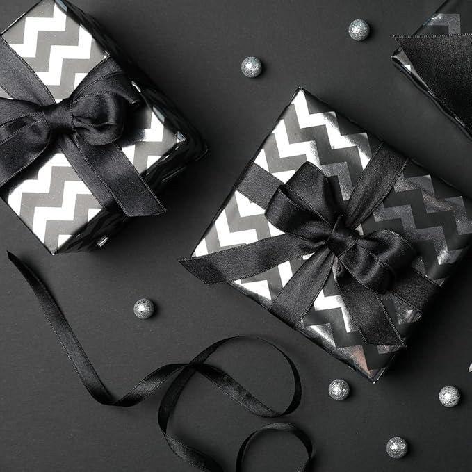 LIUYAXI Black Double Faced Satin Ribbon, 1/8" X Continuous 100 Yards, Thin Ribbons Perfect for Gift Wrapping Wedding Invitation Card Hair Bows Tag Floral Arrangement DIY Craft