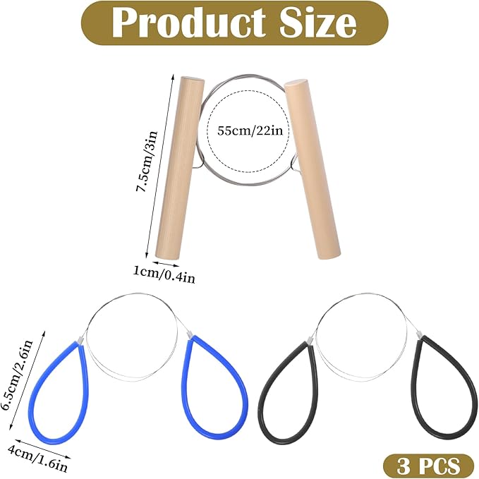 3Pcs Wire Clay Cutter with 1 Wood & 2 Rubber Handle, Easy and Effortless Pottery Cut Off Tools for Clay Artists, Cheese Slicer, Ceramic Tools