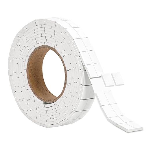 330 PCS Double Sided Foam Tape Pre Cut 1/2 X 2/5 Inch Small Adhesive Foam Squares for Crafts Thin Foam Craft Tape Split for Arts Crafts Sewing Scrapbook Kids DIY Christmas (Tape, White)