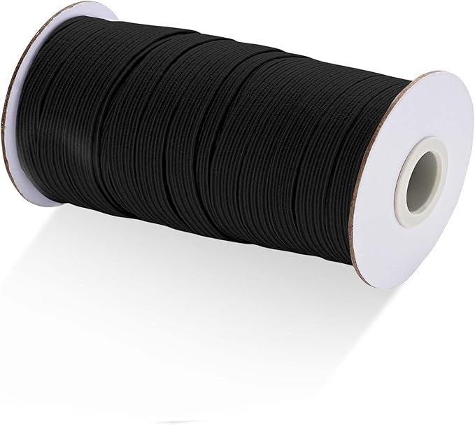 XKDOUS Elastic Band for Sewing, 3/8 Inch 50 Yards Black Knit Elastic Bands High Elastic Cord for Sewing Waistband and Pants Waist