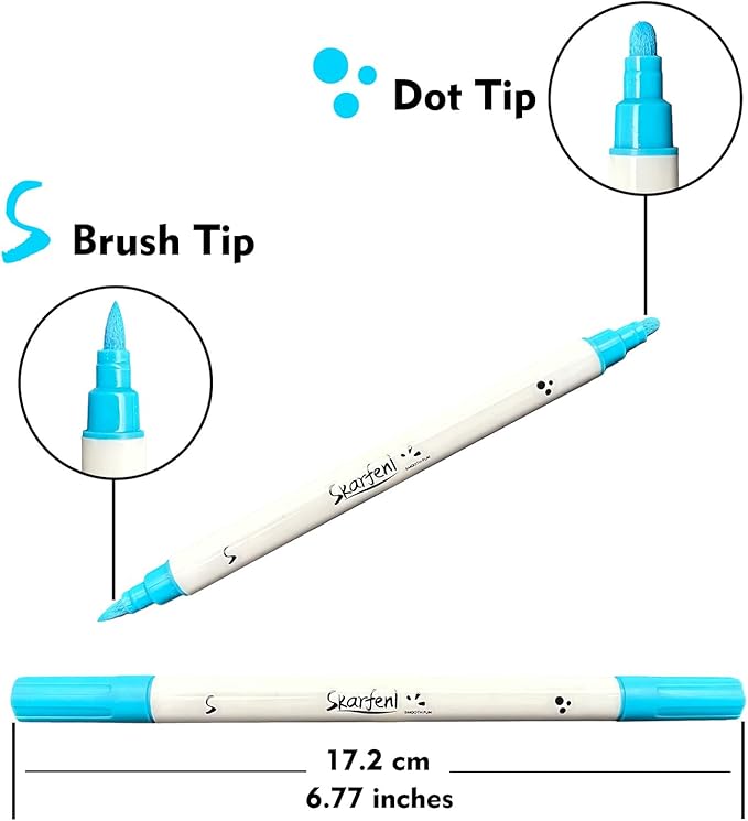 12 Acrylic Markers for Rock, Fabric, Wood, Glass, Easter Egg, Fabric Painting Craft Quick Dry Dual-Tip Water Based -No Toxic,No Odor-lively colors