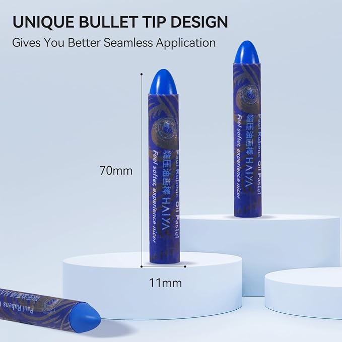 Paul Rubens Indian Blue Oil Pastels (8 Pack) - Ultra-Creamy & Blendable, Bullet Tip for Precision - Premium Art Supplies for Drawing, Sketching & Painting - Ideal for Artists, Students & Beginners