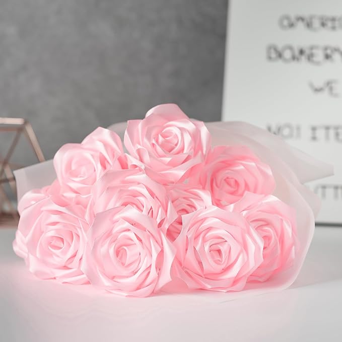 1-1/2 Inch Wide Baby Pink Satin Ribbon, 50 Yards Solid Polyester Fabric Ribbon for Roses Making, Gift Wrapping, Valentine's Day, Wedding Decorations, Crafts, Bows, Flower Bouquets