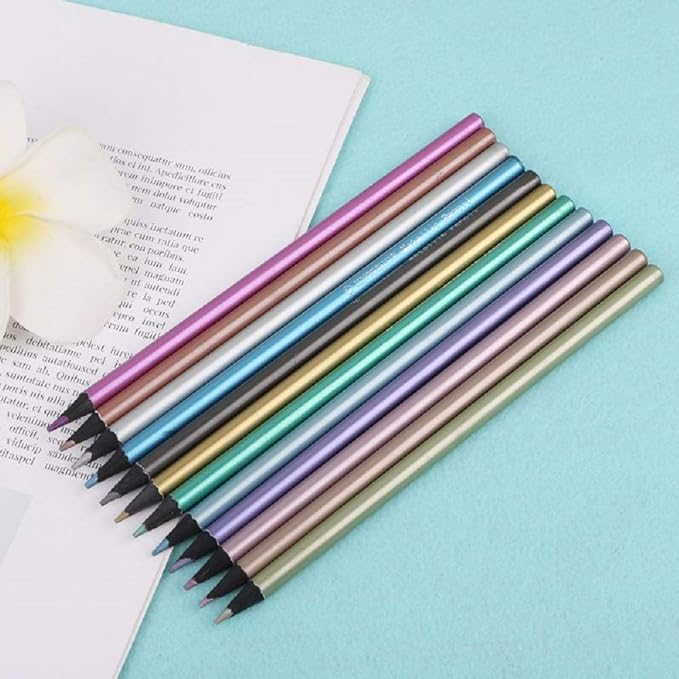 12pcs Metallic Non Toxic Colored Drawing Pencils 12 Color Drawing Sketching Color Pencil