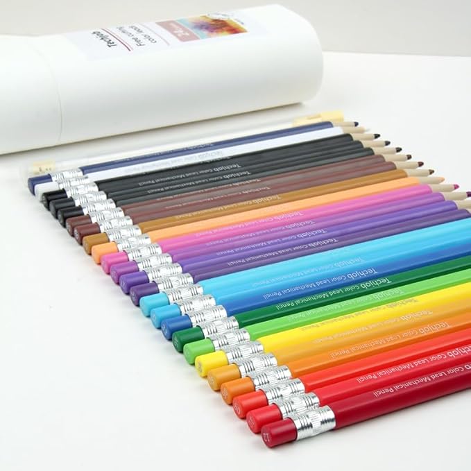 Colored Mechanical Pencil 2.6mm for Coloring and Drawing, Mechanical Colored Pencils, Mechanical Pencils with Sharpener and Case, 24pcs