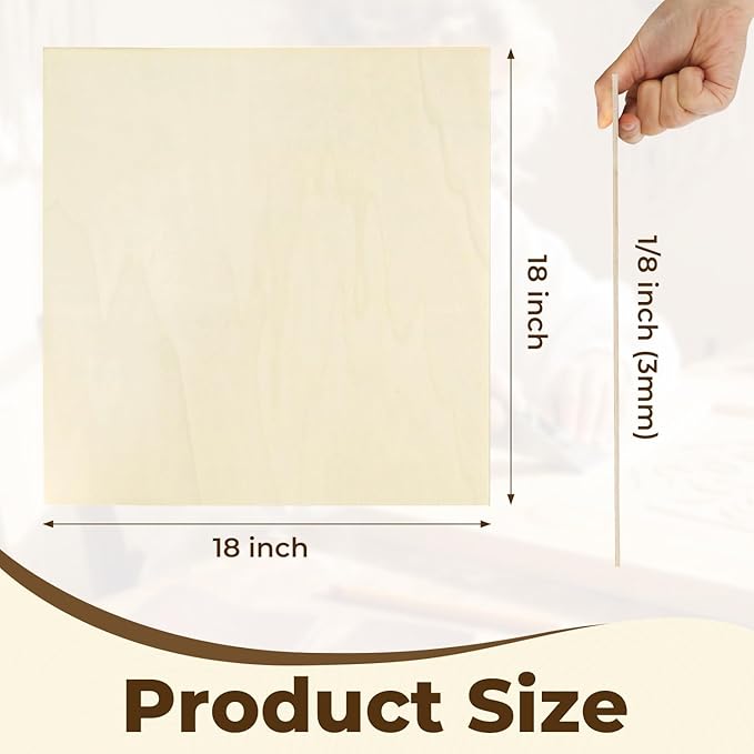 24 Pack Basswood Sheets 18"x18"x1/8", 3mm Basswood for Laser Cutting, Wood for Laser Cutting and Engraving, Laser Engraver Blanks, DIY Architectural Models Making, Wood Engraving