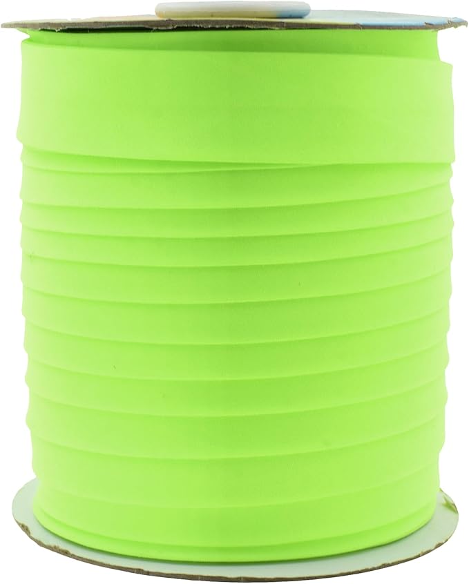 Mandala Crafts 55 Yards 1 Inch Lime Green Double Fold Bias Tape for Sewing - Bias Binding Tape for Quilting Binding, Hemming, Seam, and Fabric Piping