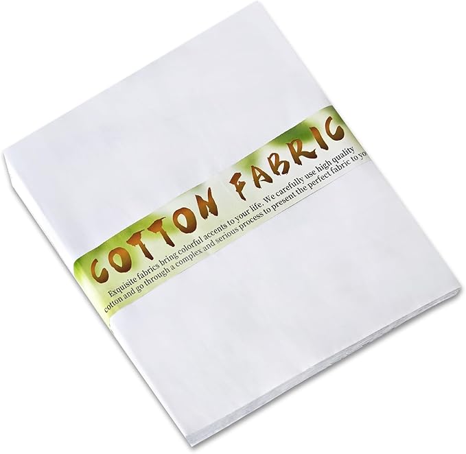 100 pcs White Cotton Fabric Squares, 9 x 9 Inches Quilting Fabric Squares, 100% Cotton Quilting Fat Quarters Bundles, Sewing Project, Patchwork, DIY Crafts