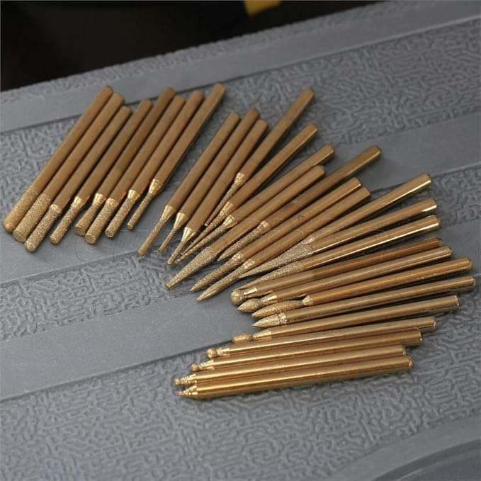 Drilax 30-Pc Rotary Tool Diamond Bits Set – 120 Grit Engraving & Carving Kit | Compatible with Dremel Tools | Diamond Drill Bits for Stone, Jewelry Making Tools & Supplies, Crafts, Etching