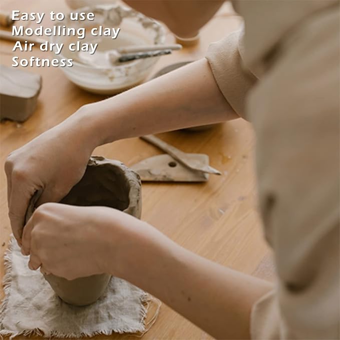 JOAWSOME Natural Air-Dry Clay Kaolin, Non-Toxic All-Purpose Compound 10LBs, All-Purpose Modeling Clay (White)