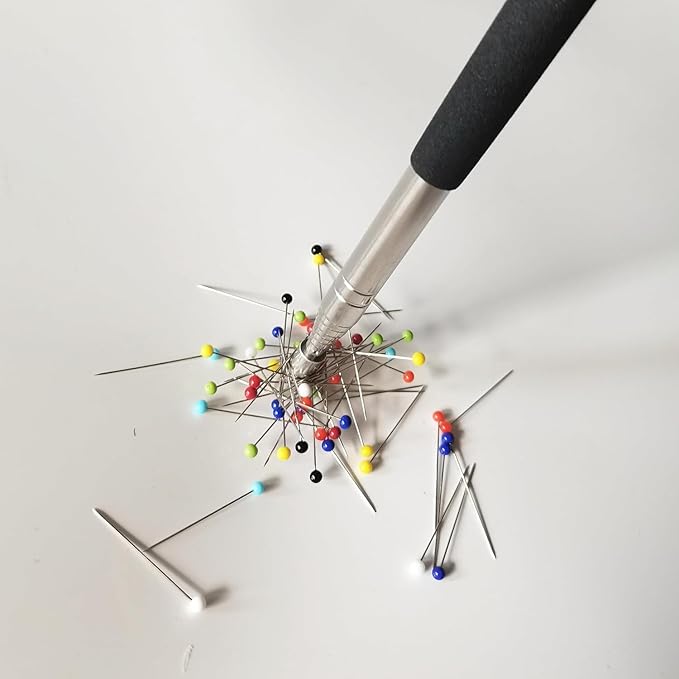 Bequilter Needle Stick and Pin Retriever Telescoping Magnetic Pickup Tool Extends to 39”