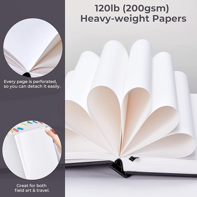 Ohuhu Marker Pads Art Sketchbook, 7.4"x10" Large Paper Size, 120 lb/200 gsm Drawing Papers, 78 Sheets/156 Pages, Hardcover Sketch Book for Alcohol Markers Christmas Gift