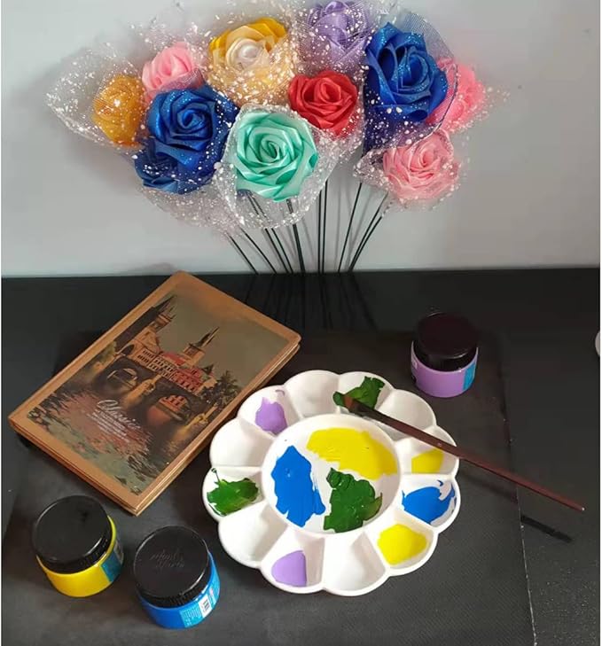 8 Inch Porcelain Watercolor Palette, Mixing Ceramic Watercolor Palette, Mixing Tray Paint Palett for Watercolor Gouache Acrylic Oil Painting 13-Well