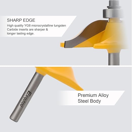 Exqutoo 1PCS 1/4" Shank 2-1/2" Diameter Raised Panel Cabinet Door Making Router Bit Woodworking Tools Door & Window Router Bit