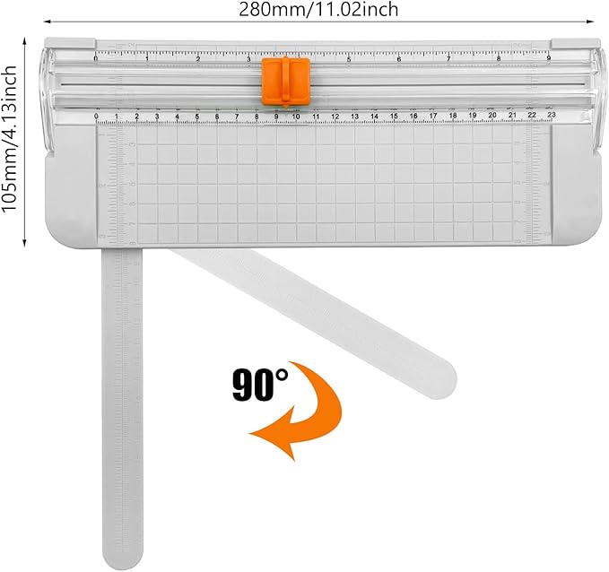 Paper Cutter, A4 Paper Trimmer with Security Safeguard & Side Ruler Portable Straight Edge Cutter for Scrapbooking Craft Paper, Photos, Label, Cardstock (White)