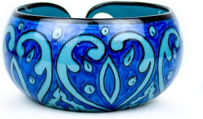 Nagina International Ceramic Yarn Bowl (Deep Water Blue) - 7 x 7 x 3 Inches
