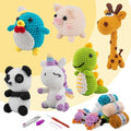 KIECIK 6Pcs Crochet Kit for Beginners, Crochet Animal Kits，Knitting Kit for Adults with Step by Step Videos Tutorials, Knitting Kit Great Birthday Holiday Gift, DIY Keychain Pendants(Set -02)